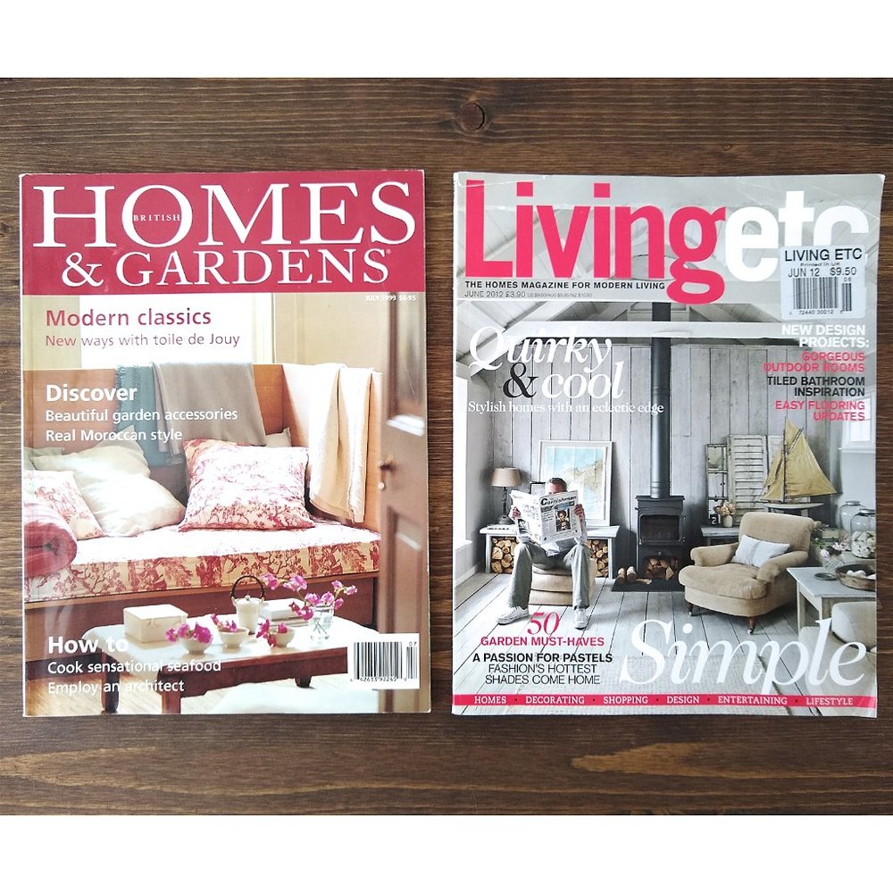 2 British Home Decorator Magazines - British Homes & Gardens & Living ETC, UK
